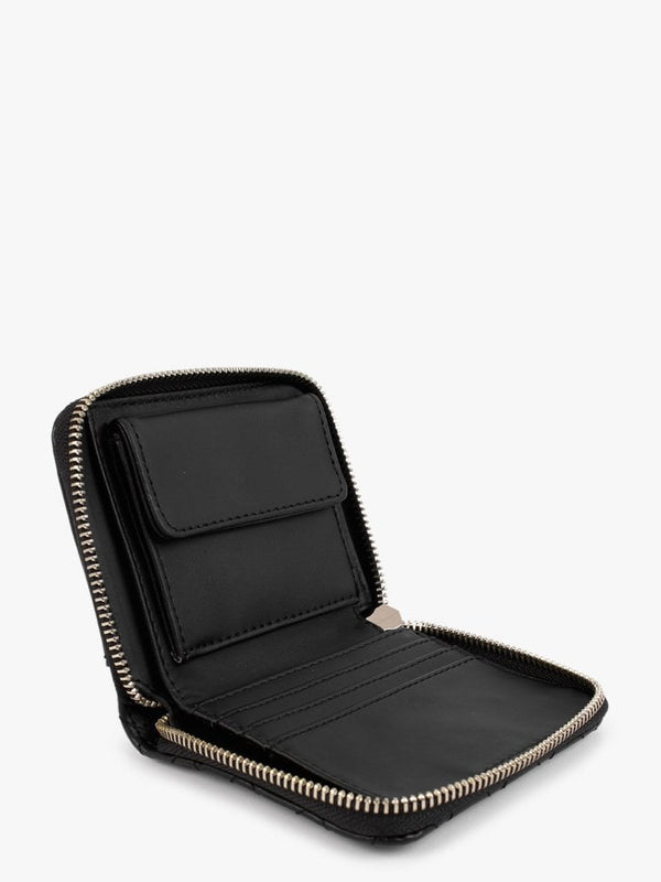 Small Rue Rose Black Zip Around Wallet