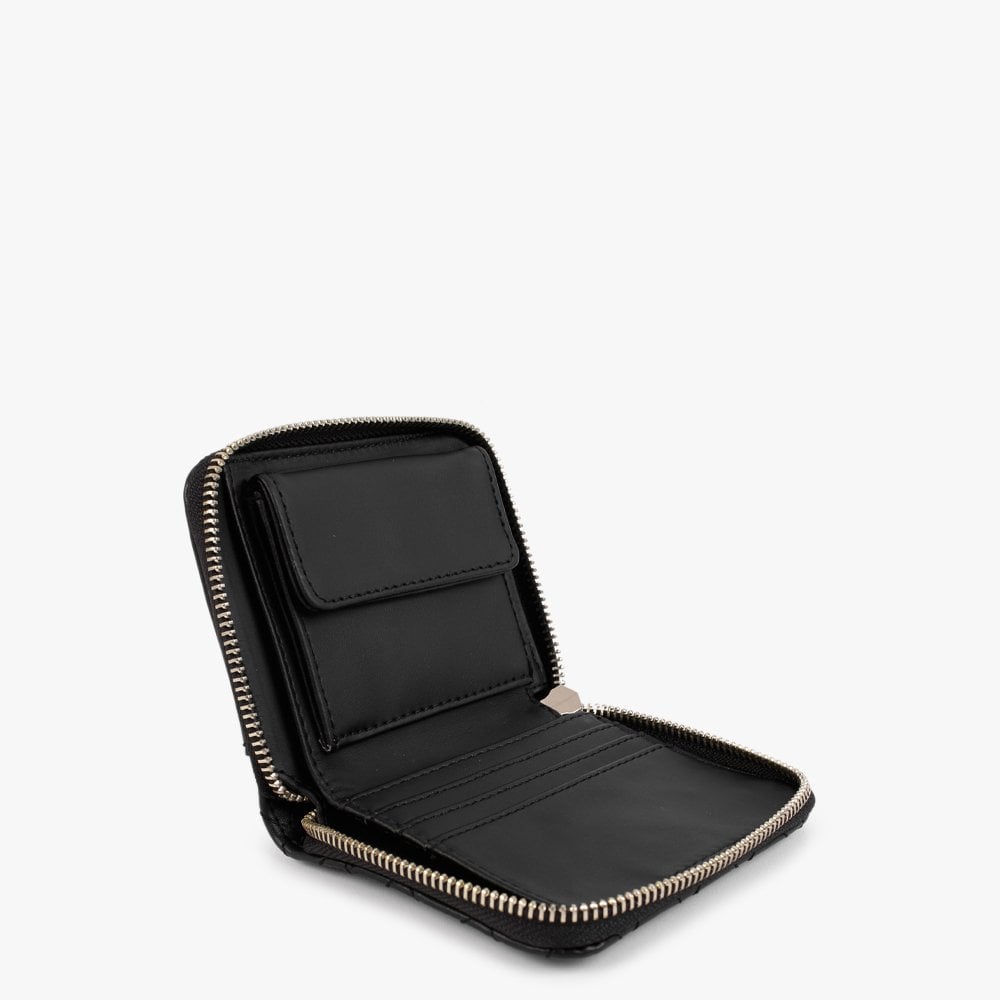 Small Rue Rose Black Zip Around Wallet