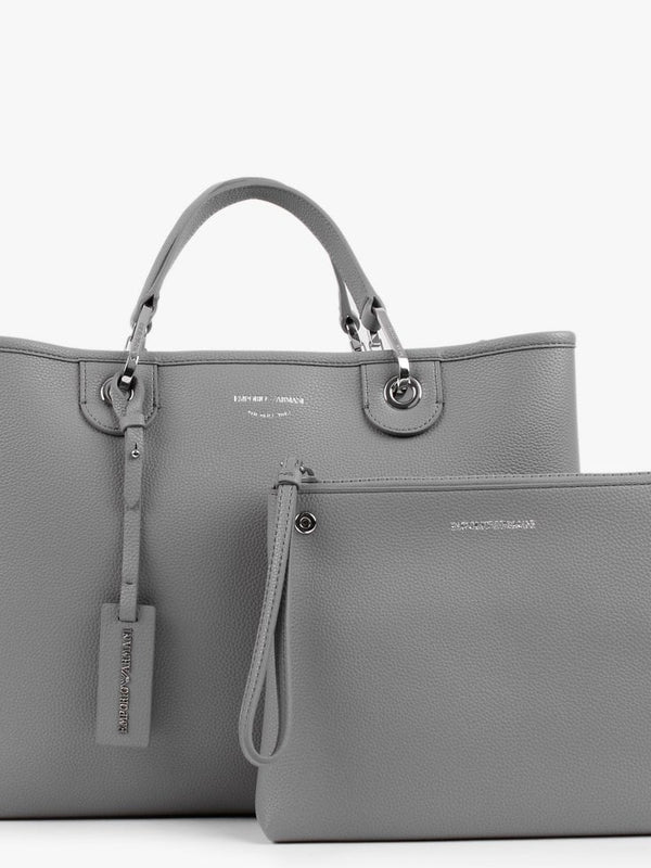 Grey & Cloud Pebbled Shopper With Pouch