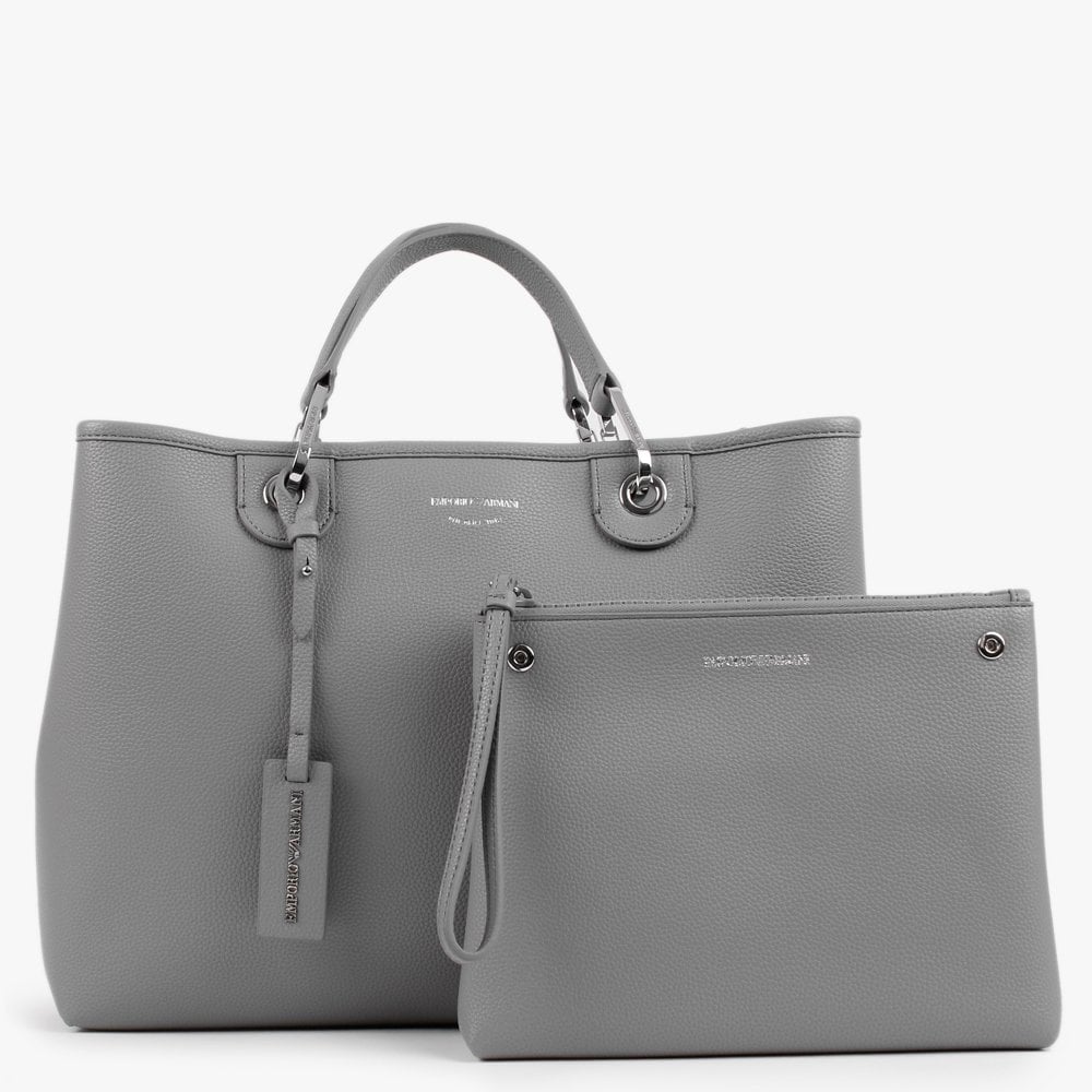 Grey & Cloud Pebbled Shopper With Pouch