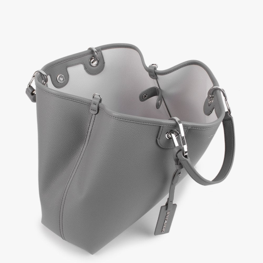 Grey & Cloud Pebbled Shopper With Pouch