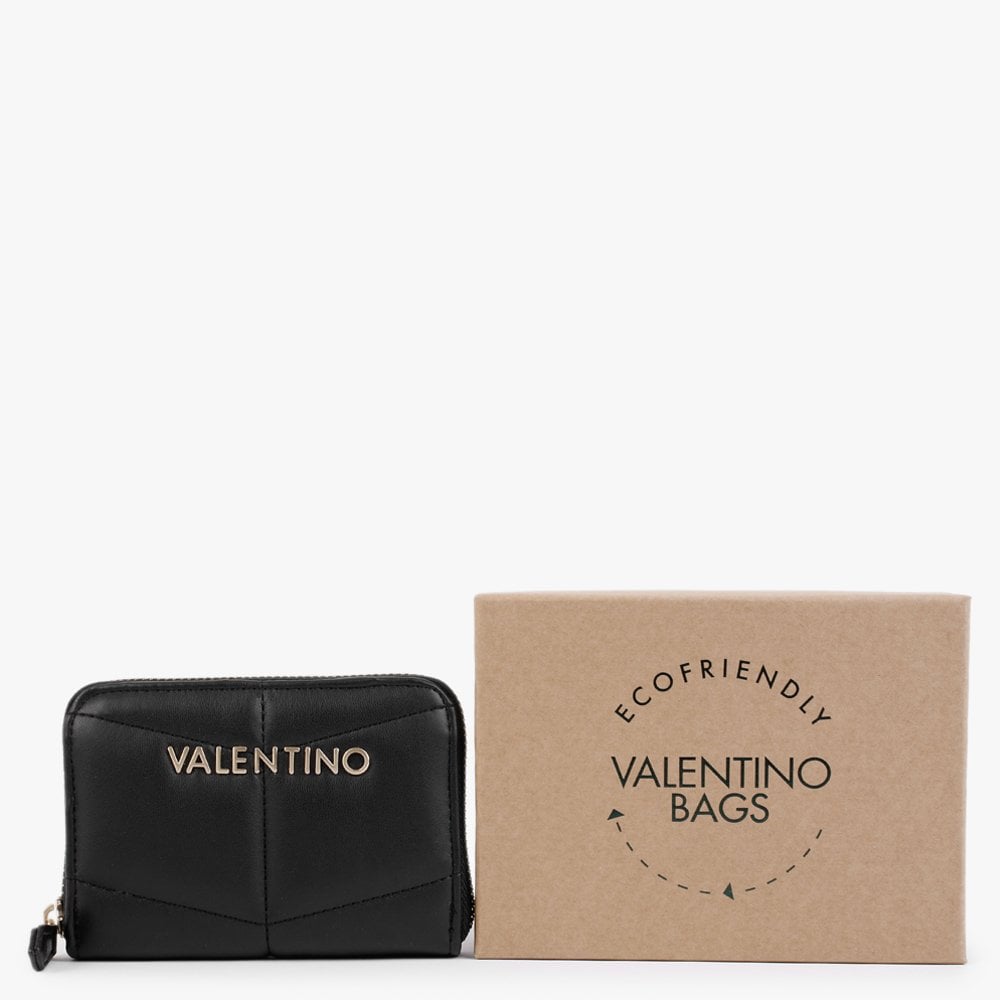 Bamboo Black Quilted Zip Around Wallet