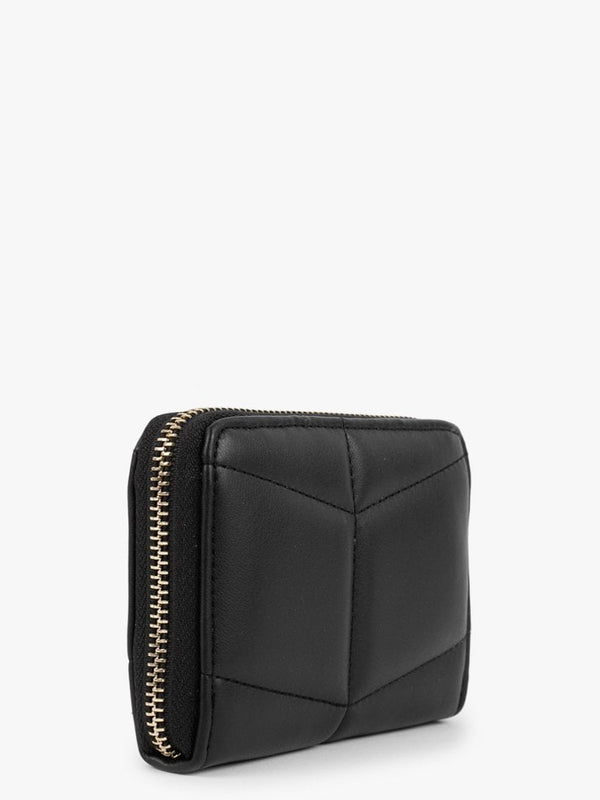 Bamboo Black Quilted Zip Around Wallet