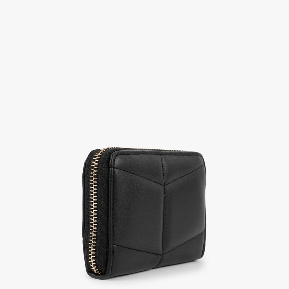 Bamboo Black Quilted Zip Around Wallet