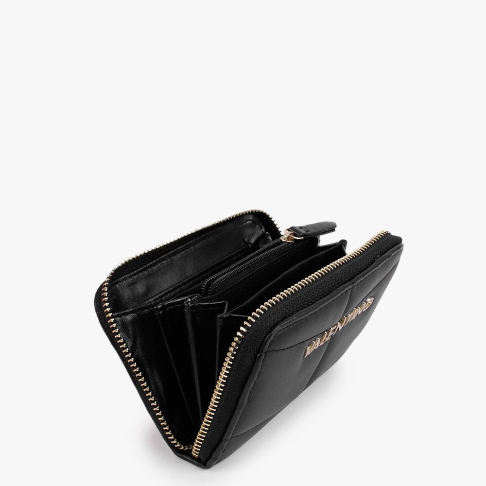 Bamboo Black Quilted Zip Around Wallet