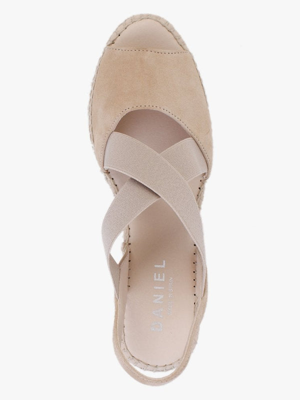 Kid Beige Suede Wedge Espadrilles