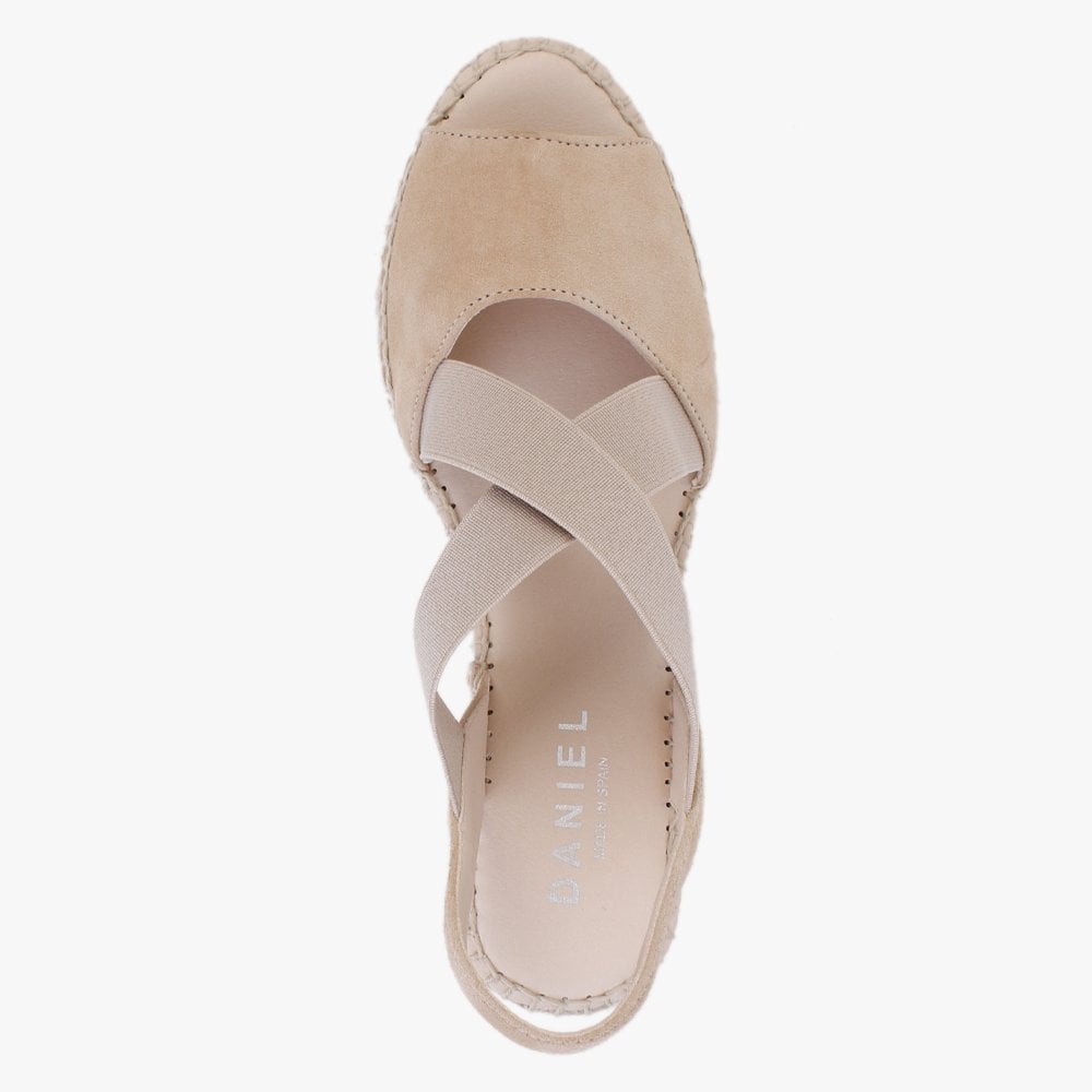 Kid Beige Suede Wedge Espadrilles