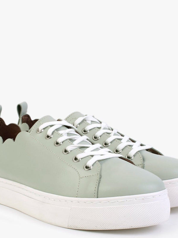 Scallop Green Leather Trainers