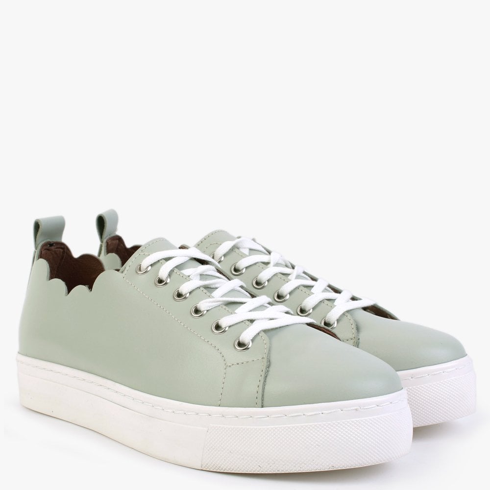 Scallop Green Leather Trainers