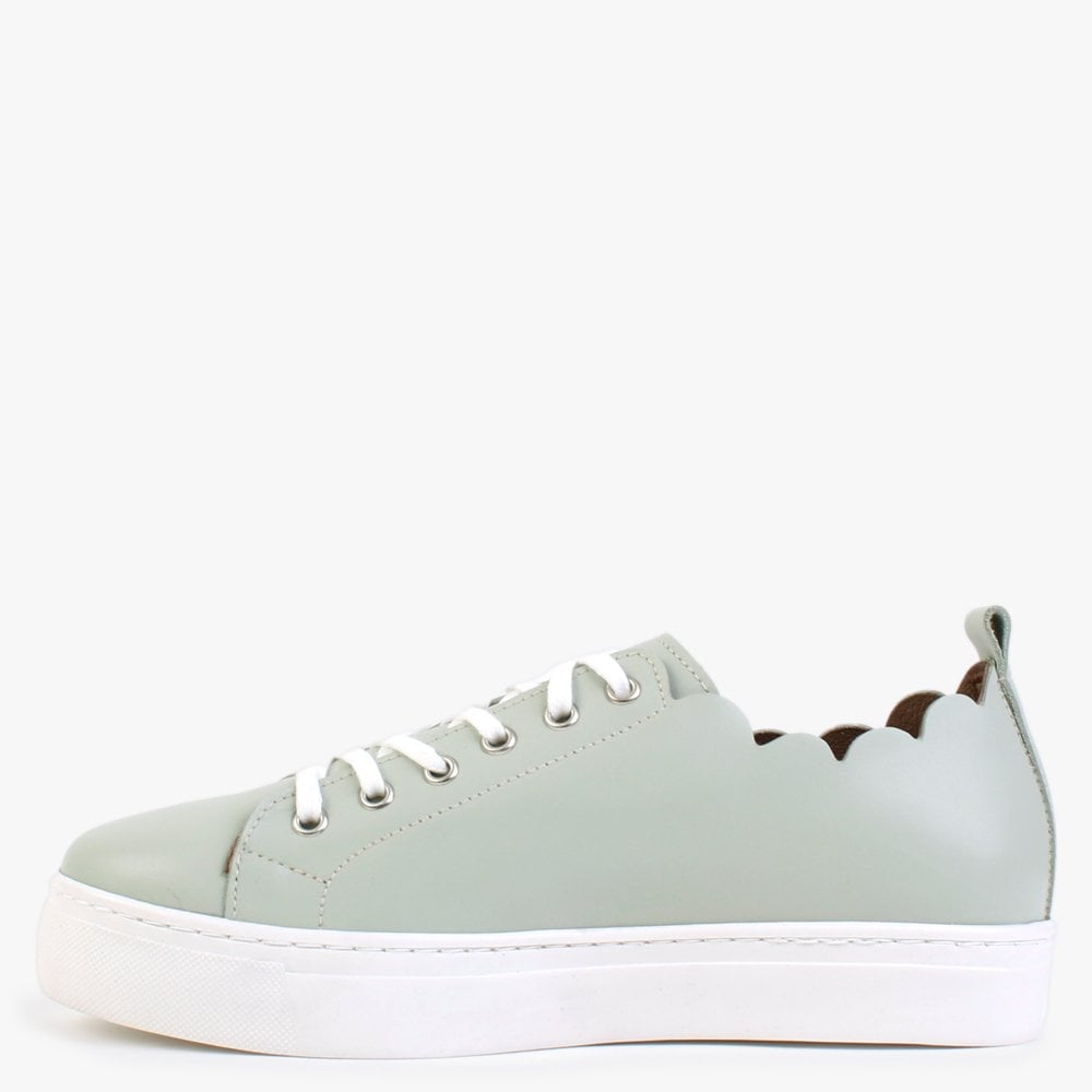 Scallop Green Leather Trainers