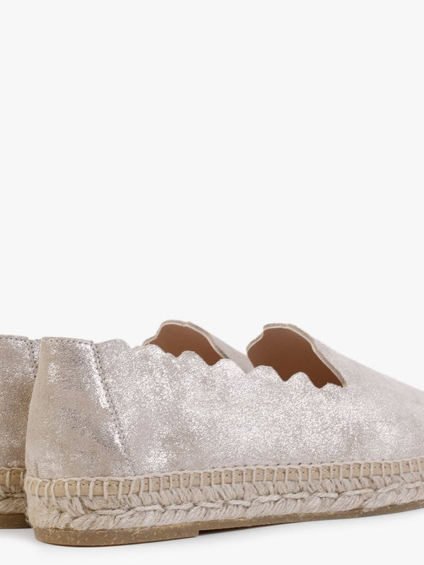 Kora Gold Suede Scalloped Espadrilles