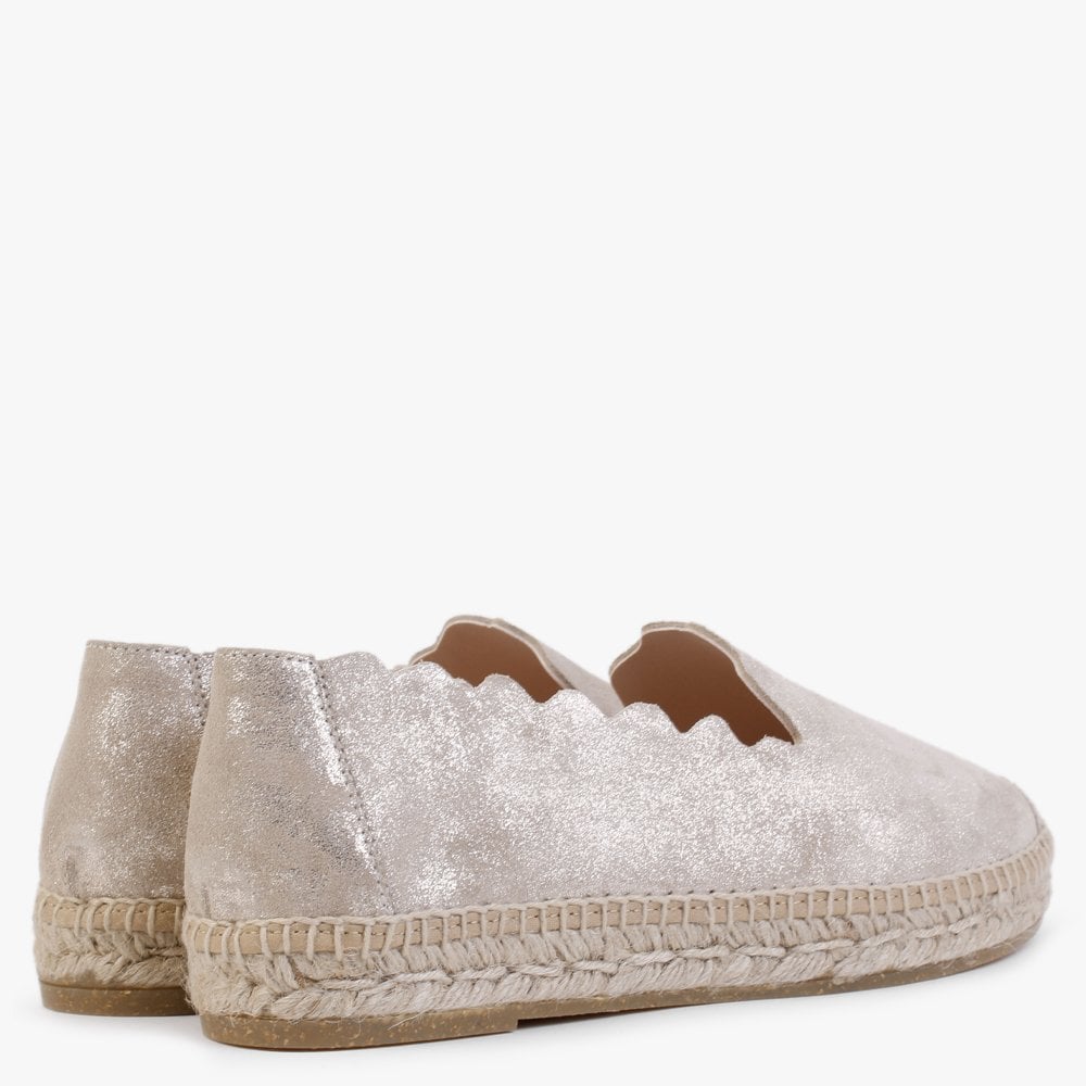 Kora Gold Suede Scalloped Espadrilles