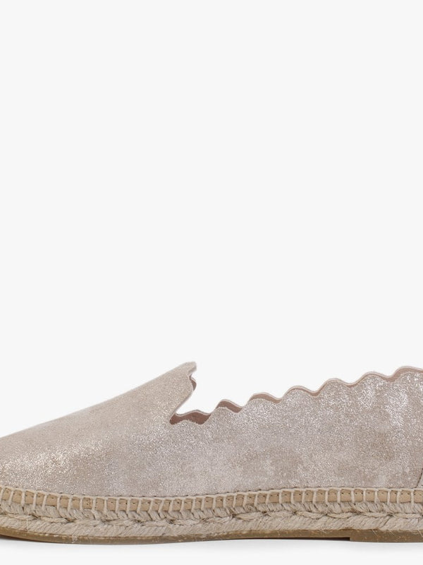 Kora Gold Suede Scalloped Espadrilles