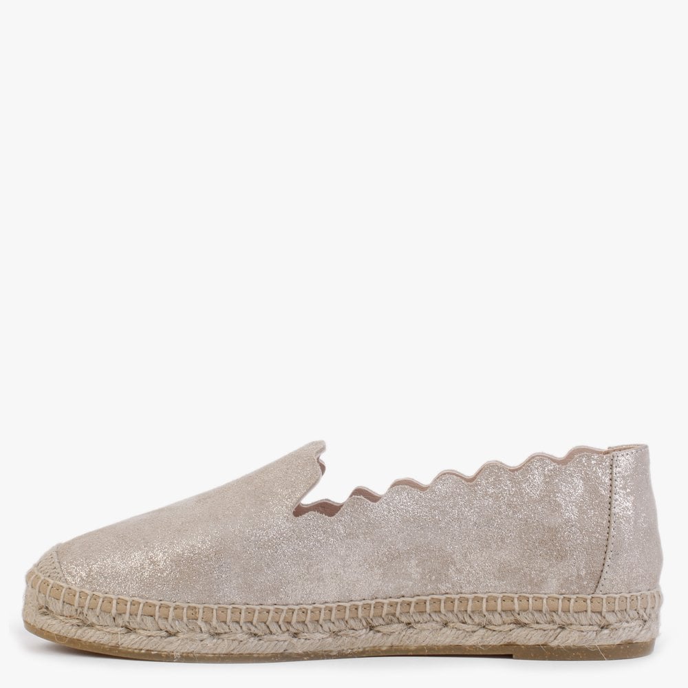 Kora Gold Suede Scalloped Espadrilles