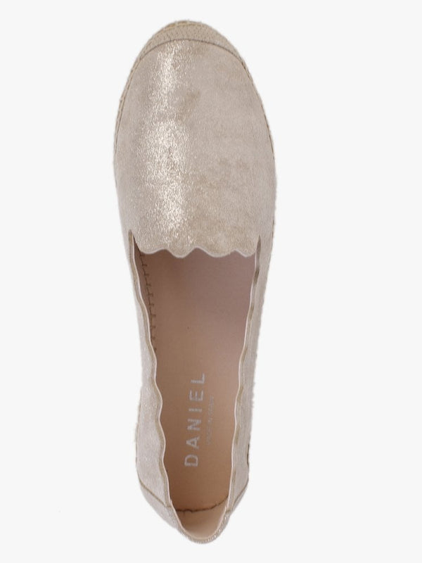 Kora Gold Suede Scalloped Espadrilles