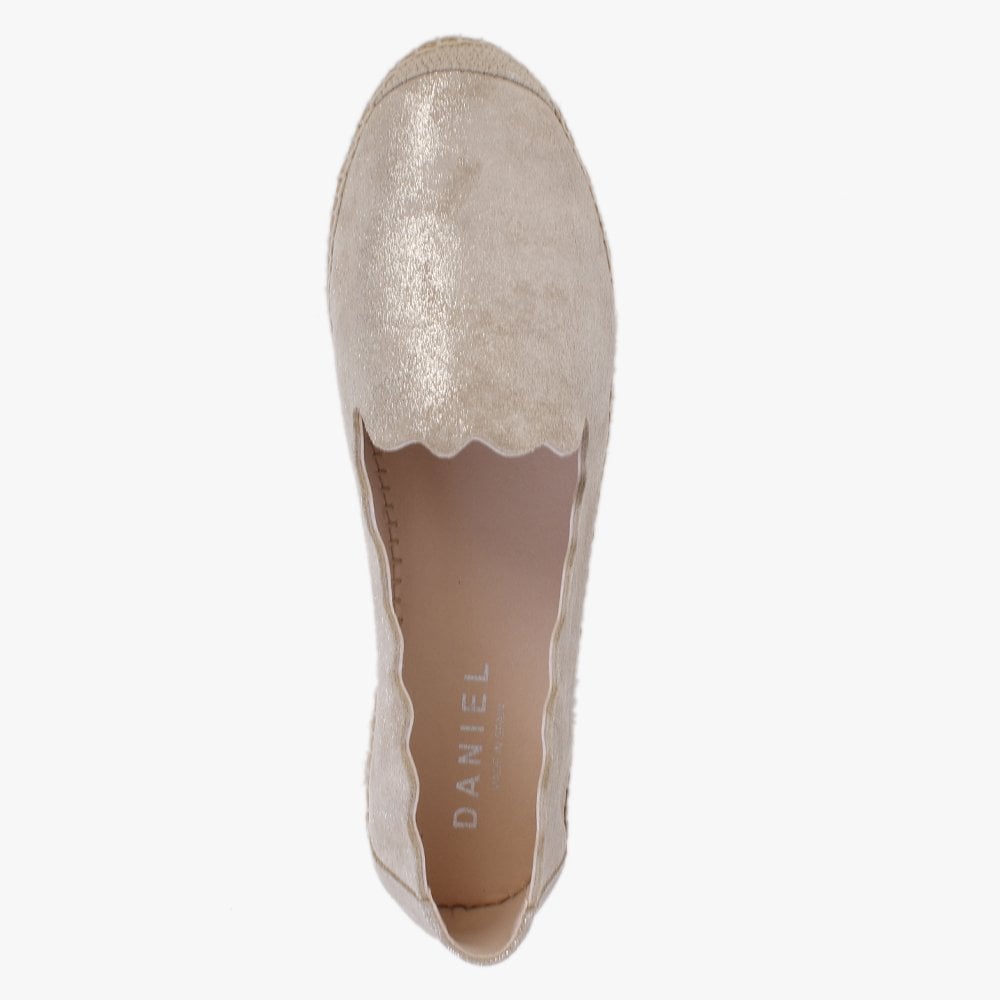 Kora Gold Suede Scalloped Espadrilles