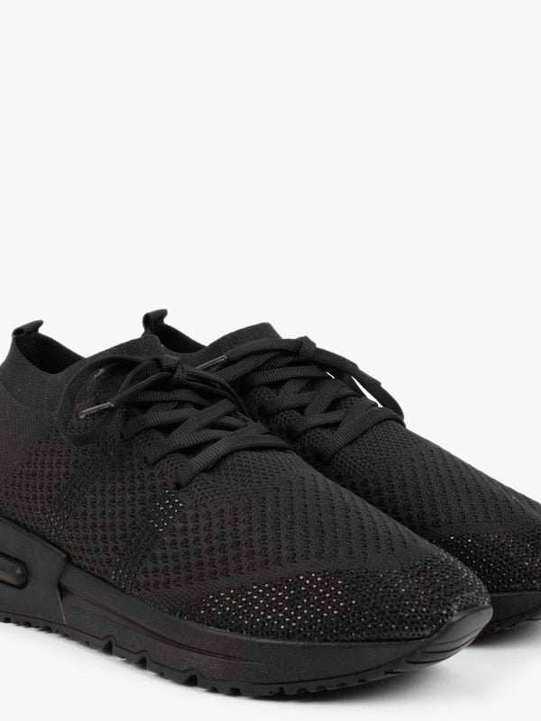 Bucky Black Sparkle Knitted Trainers