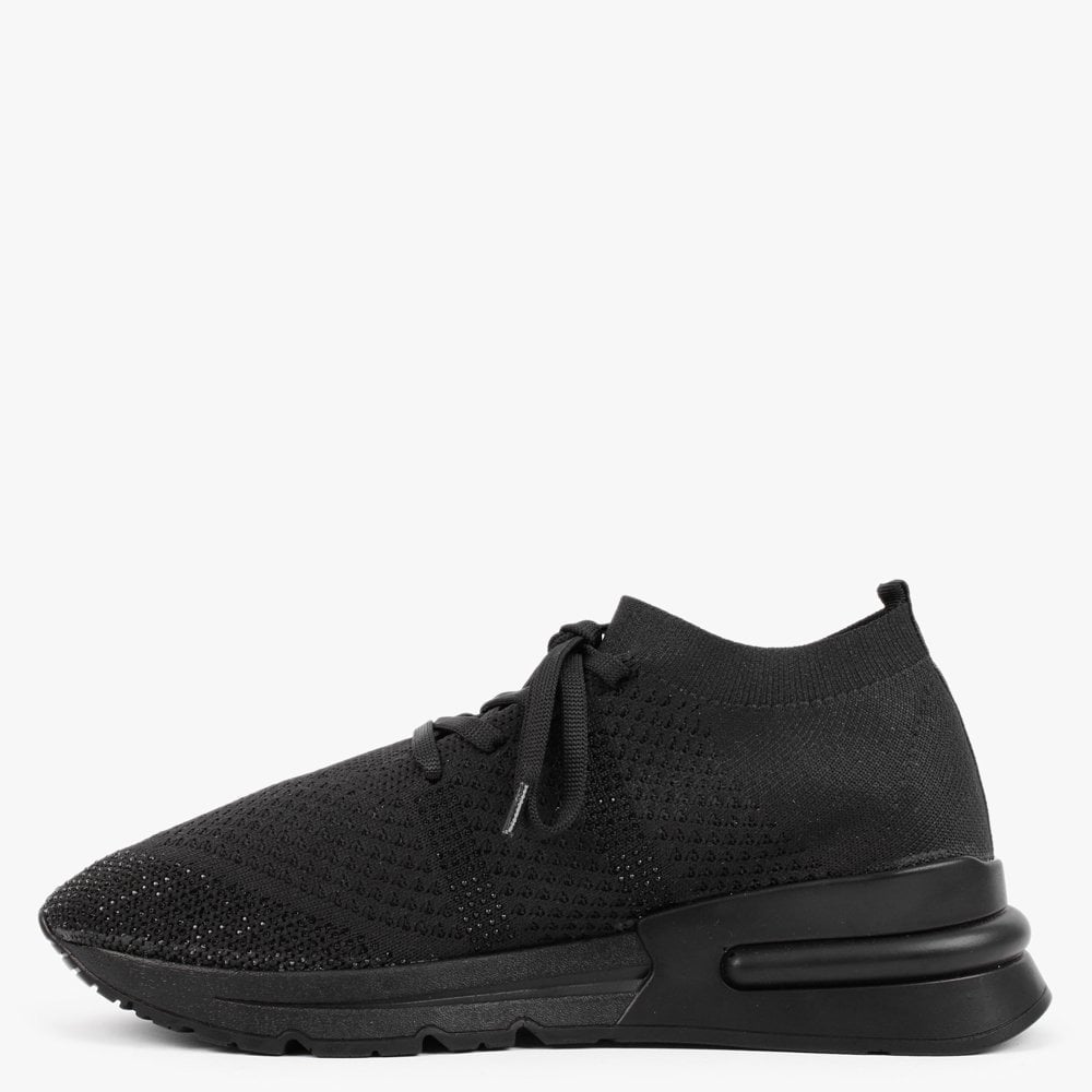 Bucky Black Sparkle Knitted Trainers