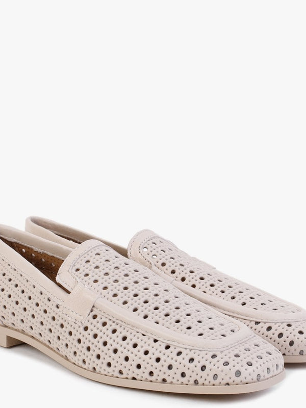 Teff Beige Leather Woven Loafers