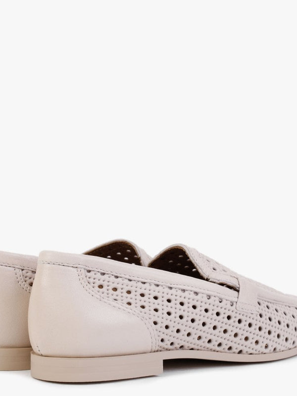 Teff Beige Leather Woven Loafers