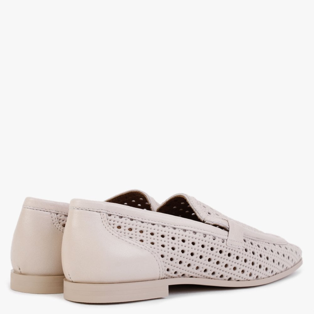 Teff Beige Leather Woven Loafers