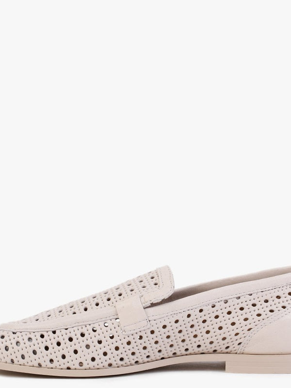 Teff Beige Leather Woven Loafers