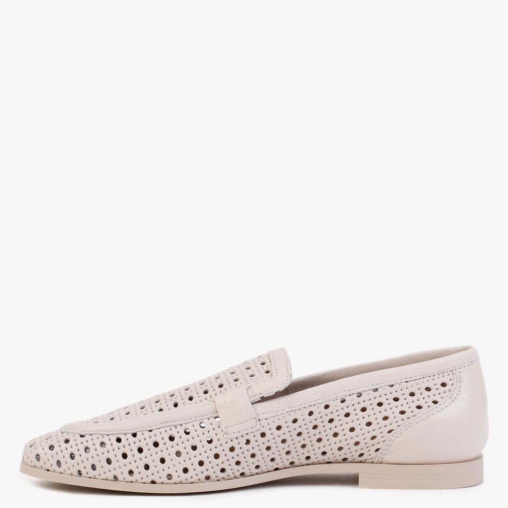 Teff Beige Leather Woven Loafers