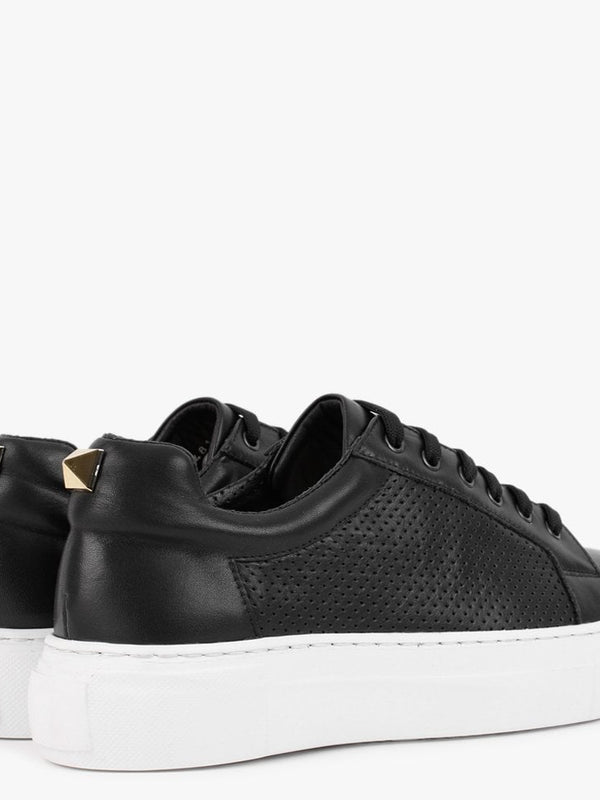 Puddy Black Leather Studded Trainers