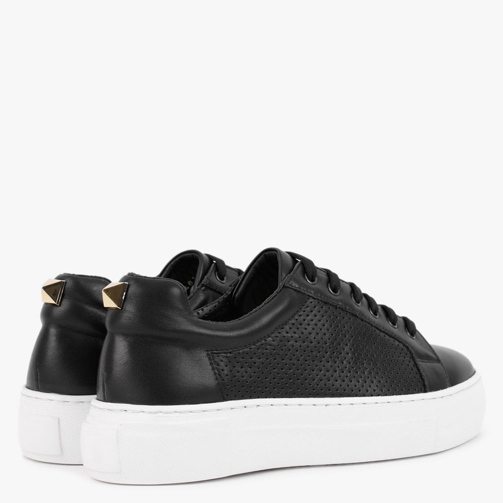 Puddy Black Leather Studded Trainers