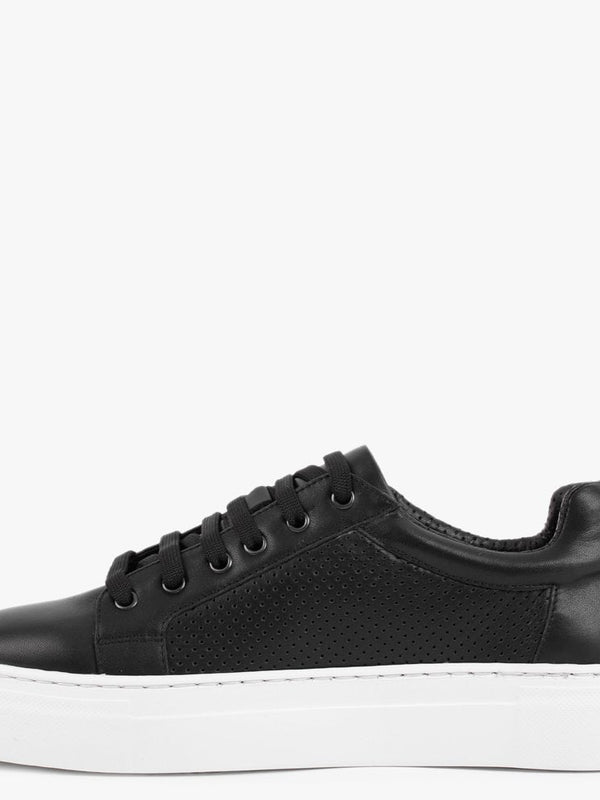 Puddy Black Leather Studded Trainers