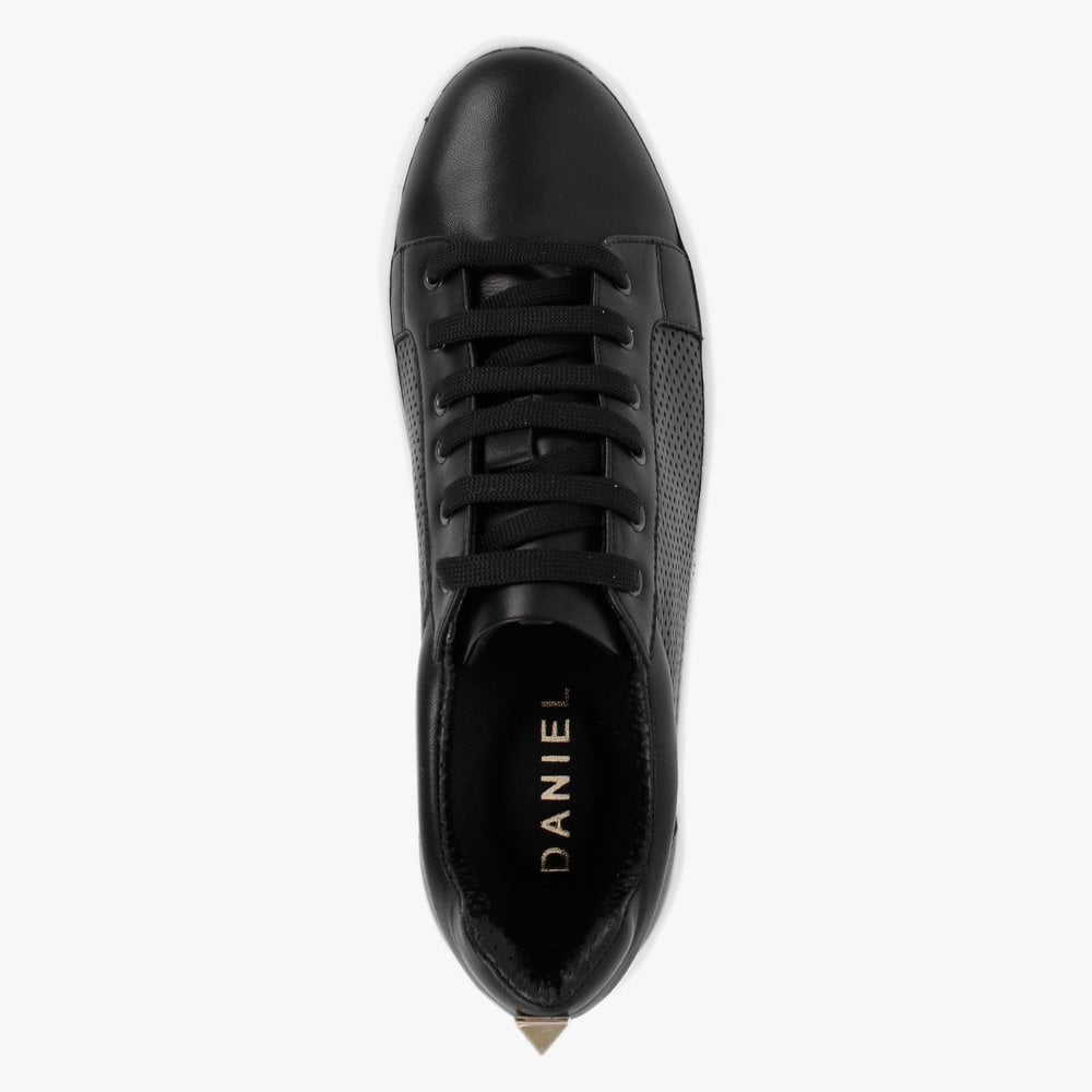 Puddy Black Leather Studded Trainers