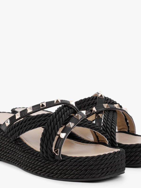 Pope Black Rope Slab Wedge Mules