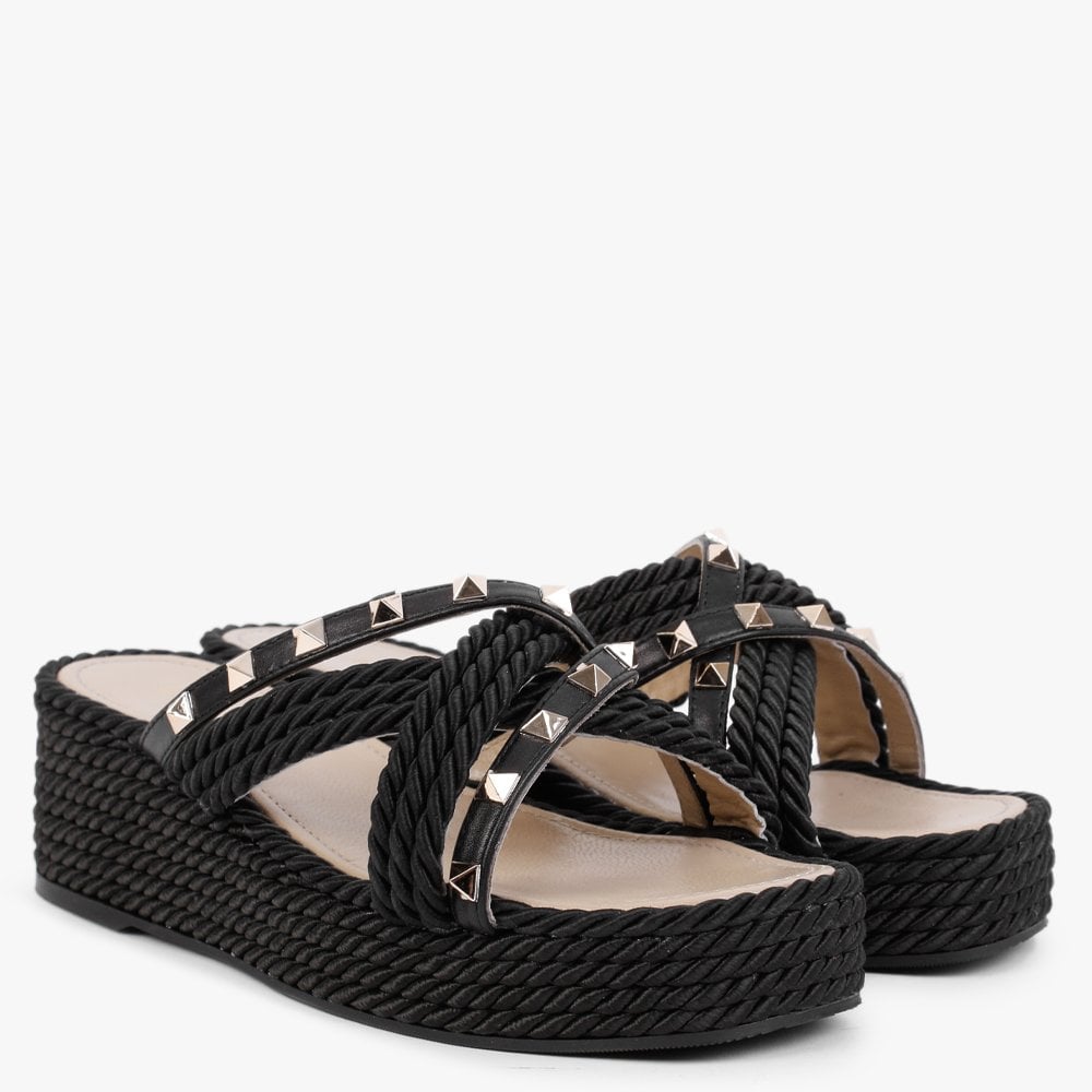 Pope Black Rope Slab Wedge Mules