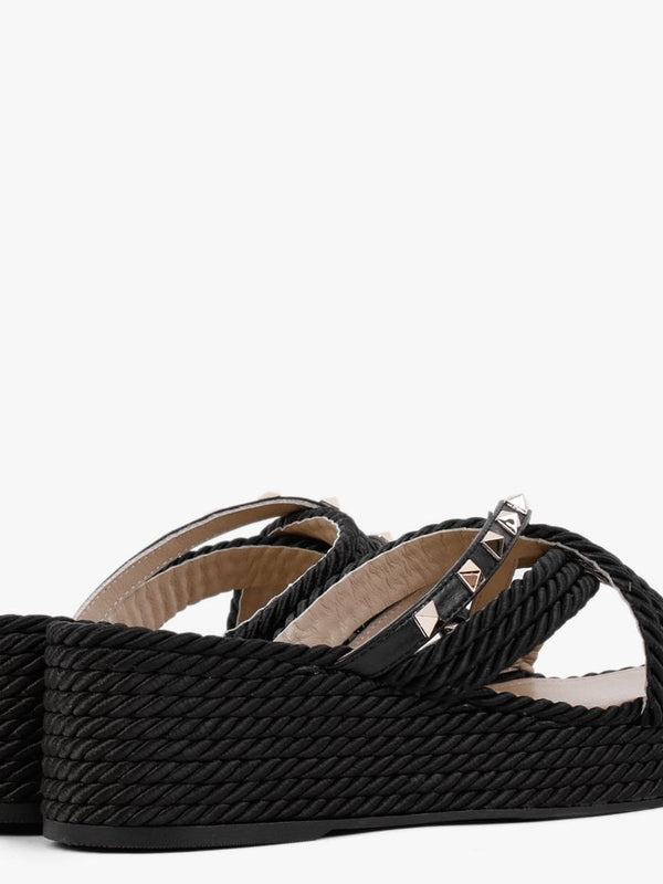 Pope Black Rope Slab Wedge Mules