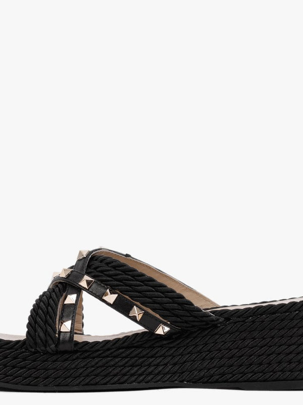 Pope Black Rope Slab Wedge Mules
