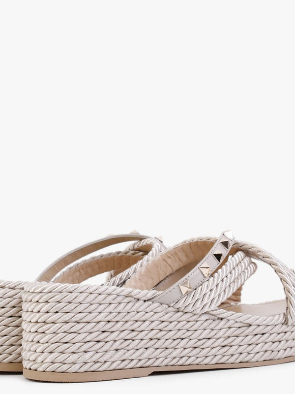 Pope Beige Rope Slab Wedge Mules
