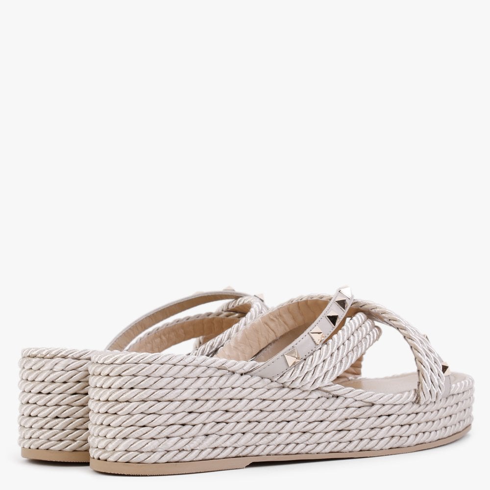 Pope Beige Rope Slab Wedge Mules