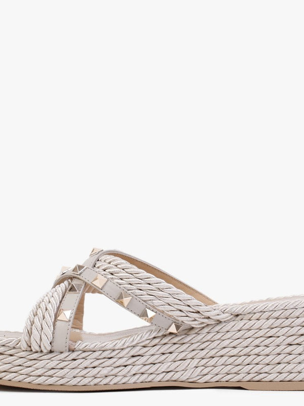 Pope Beige Rope Slab Wedge Mules