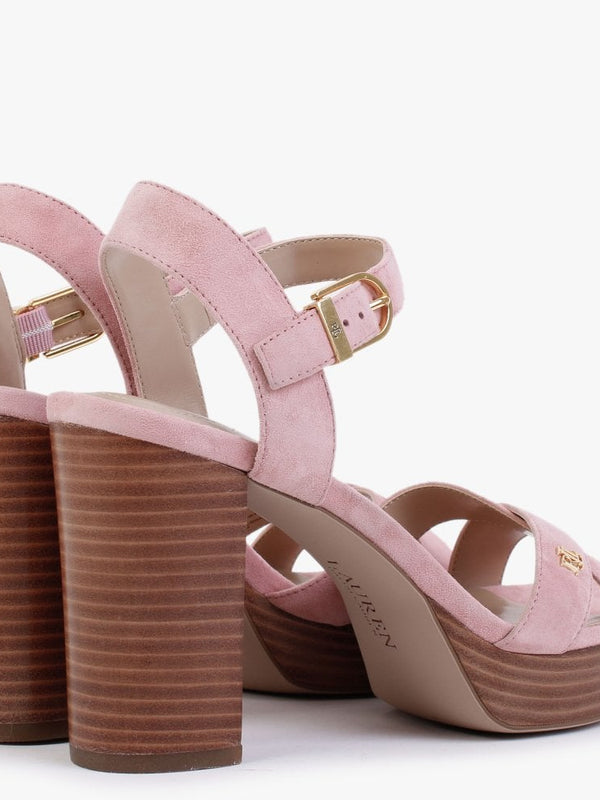 Fenton Rose Tan Suede Platform Heeled Sandals