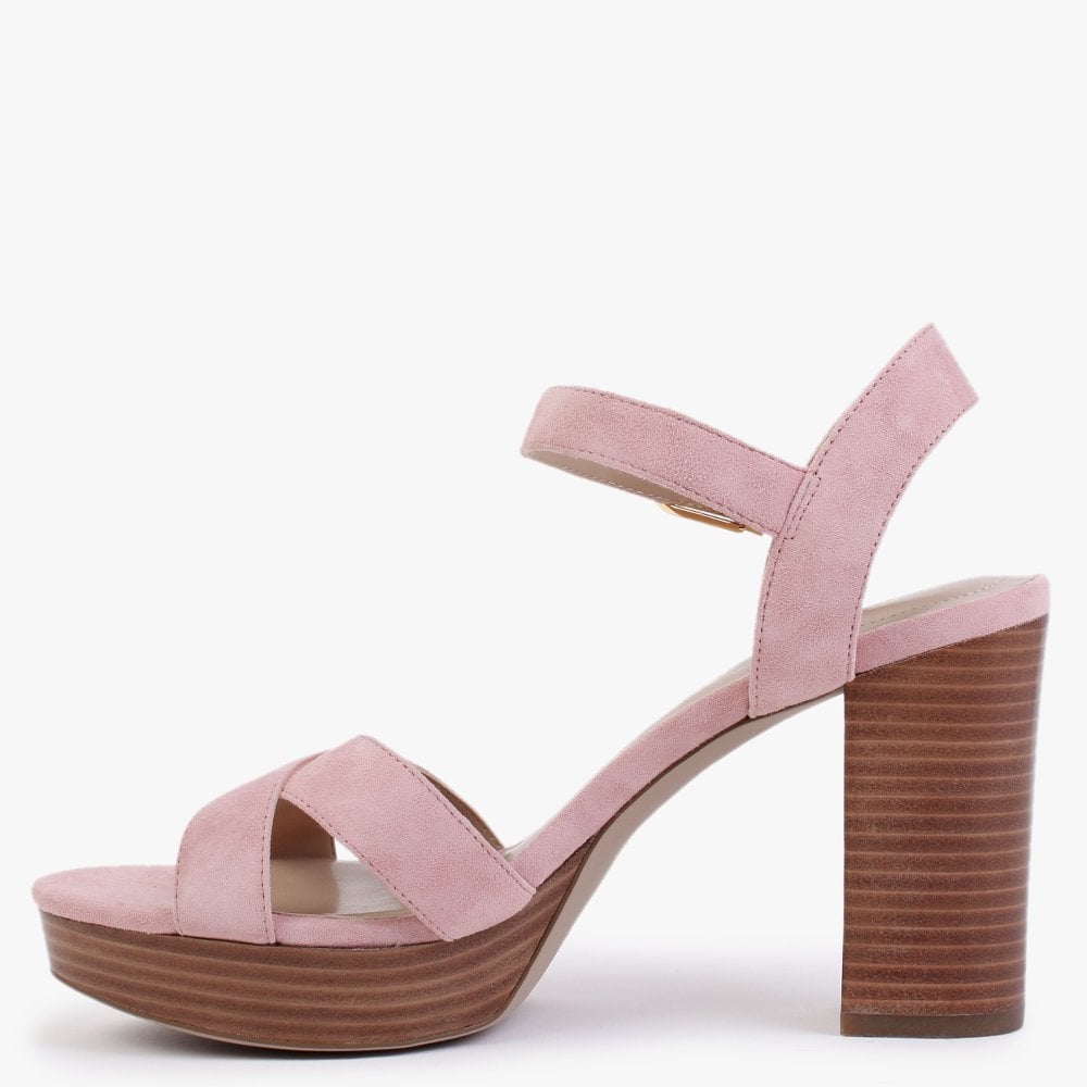 Fenton Rose Tan Suede Platform Heeled Sandals