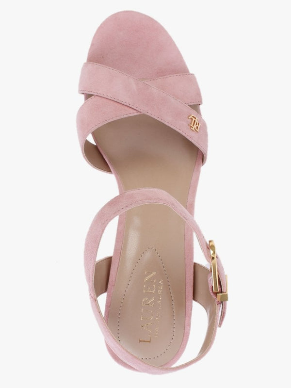 Fenton Rose Tan Suede Platform Heeled Sandals