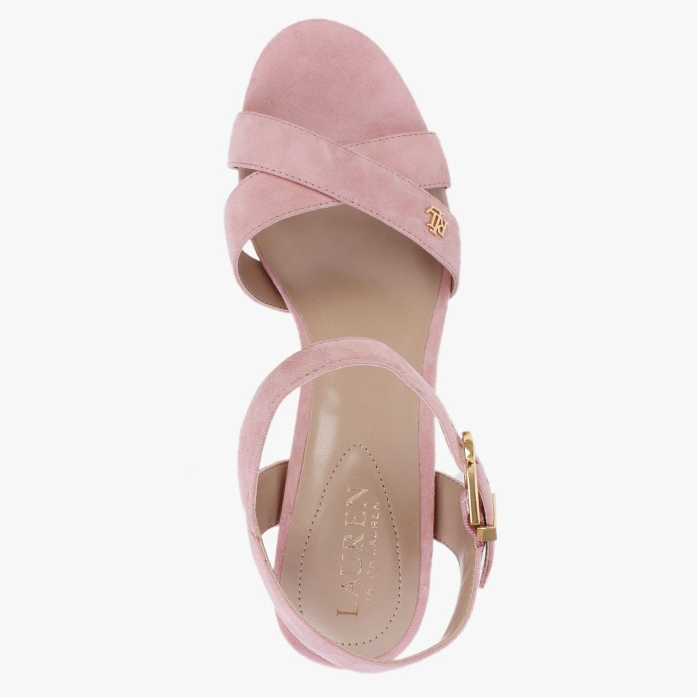 Fenton Rose Tan Suede Platform Heeled Sandals