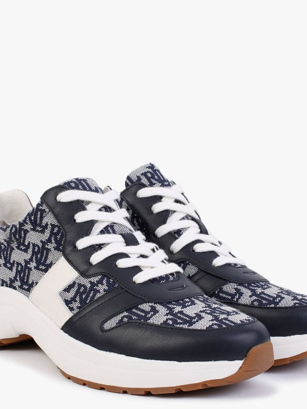 Rylee Navy Monogram Jacquard Trainers