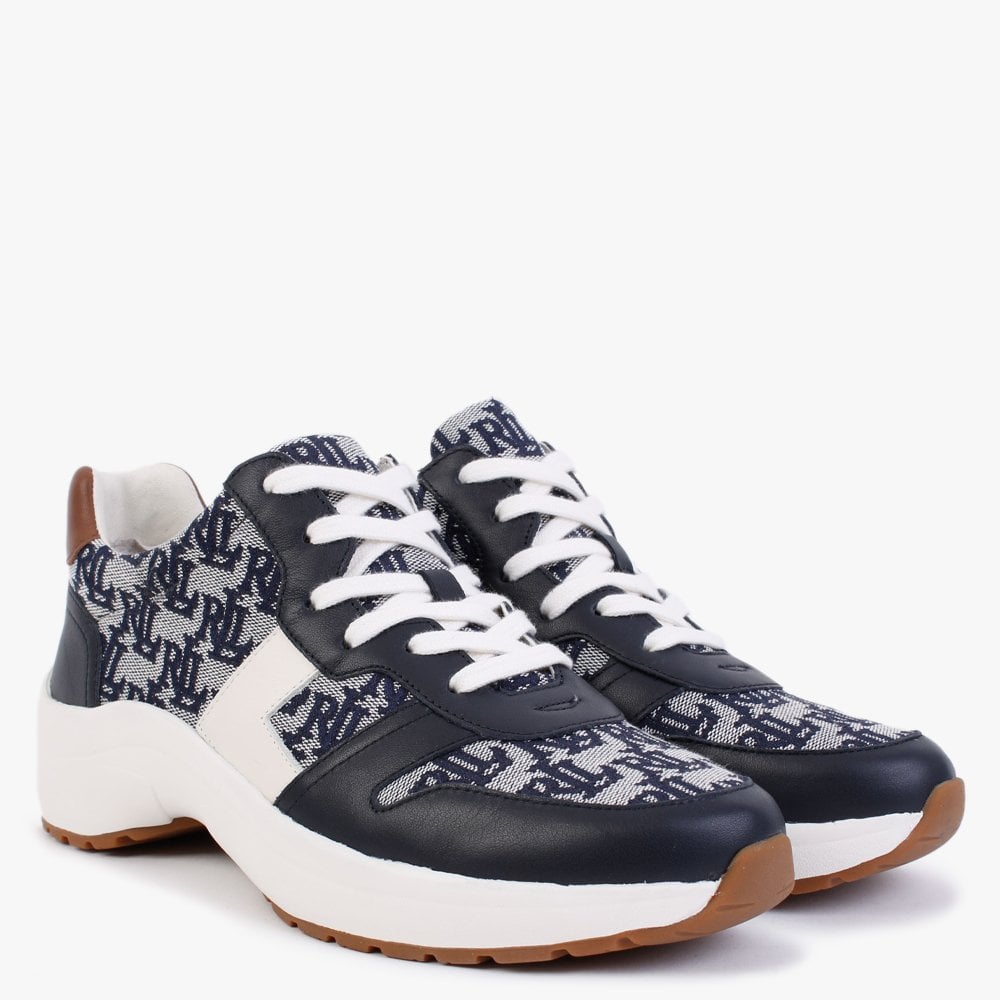 Rylee Navy Monogram Jacquard Trainers