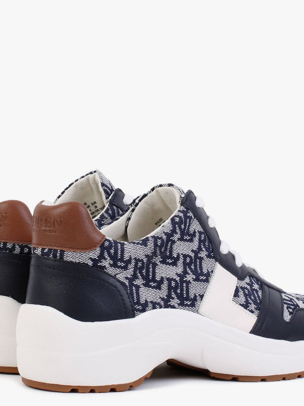Rylee Navy Monogram Jacquard Trainers