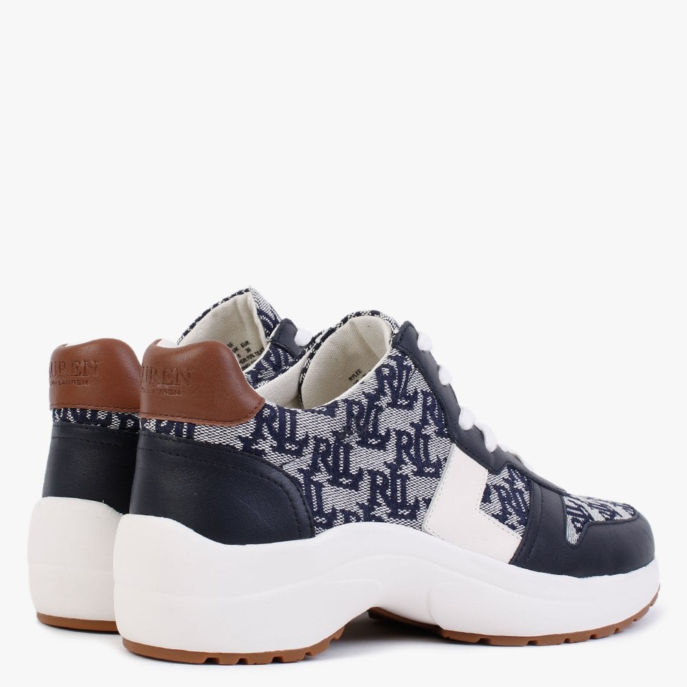 Rylee Navy Monogram Jacquard Trainers
