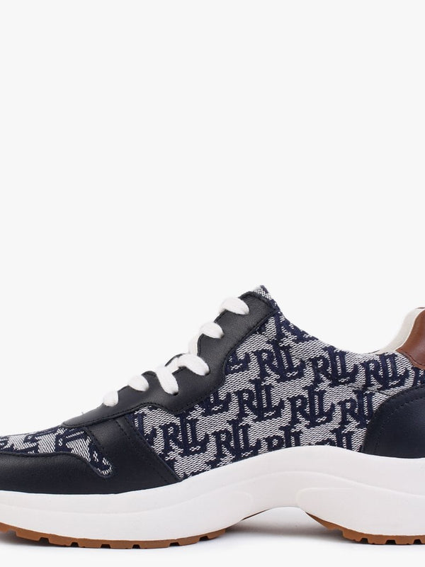 Rylee Navy Monogram Jacquard Trainers