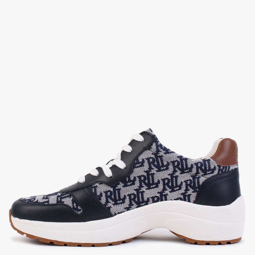 Rylee Navy Monogram Jacquard Trainers