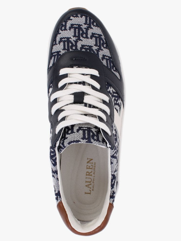 Rylee Navy Monogram Jacquard Trainers