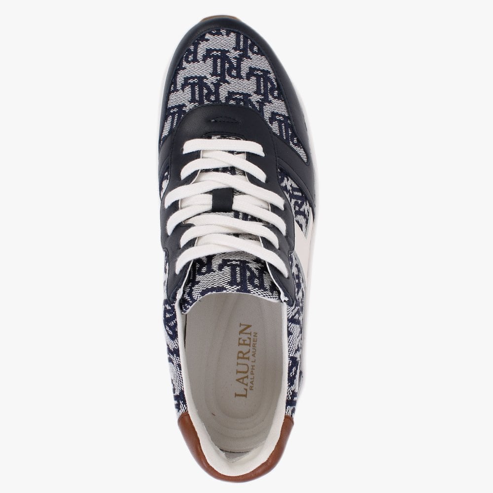 Rylee Navy Monogram Jacquard Trainers